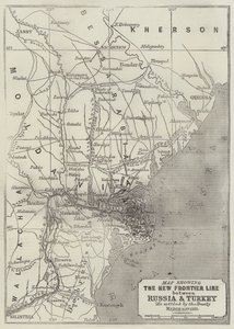 Mappa che mostra la nuova linea di confine tra Russia e Turchia come stabilito dal Trattato, 30 marzo 1856